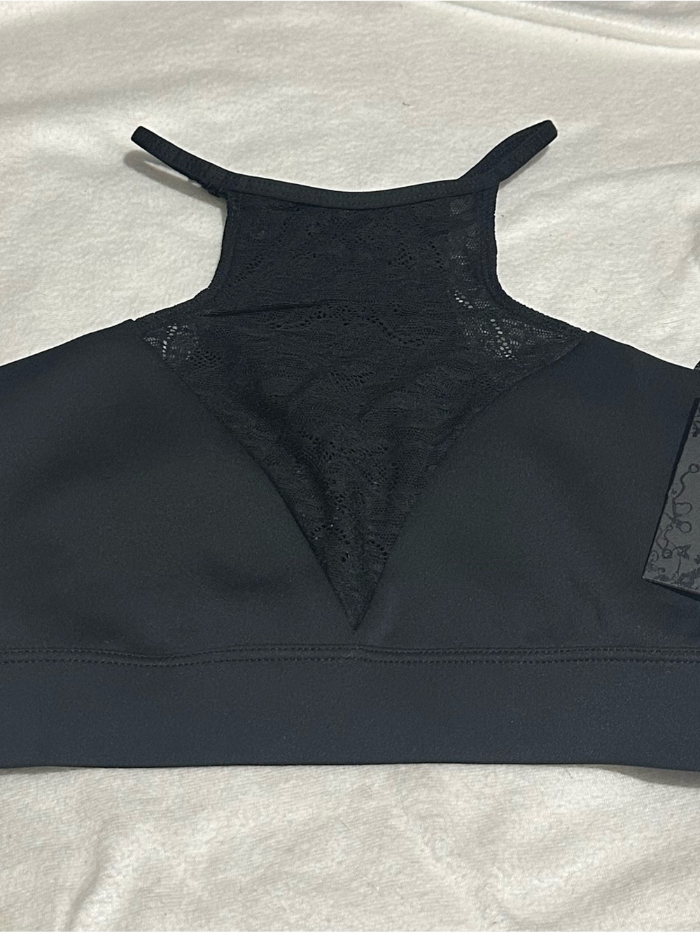 NWT Kiki de Montparnasse Black Lace Halter Athleisure Bra Top M